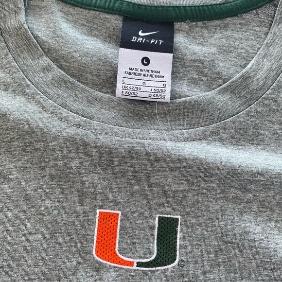 Miami Canes Nike Dri-fit Shirt size large (FN) - Picture 5 of 10